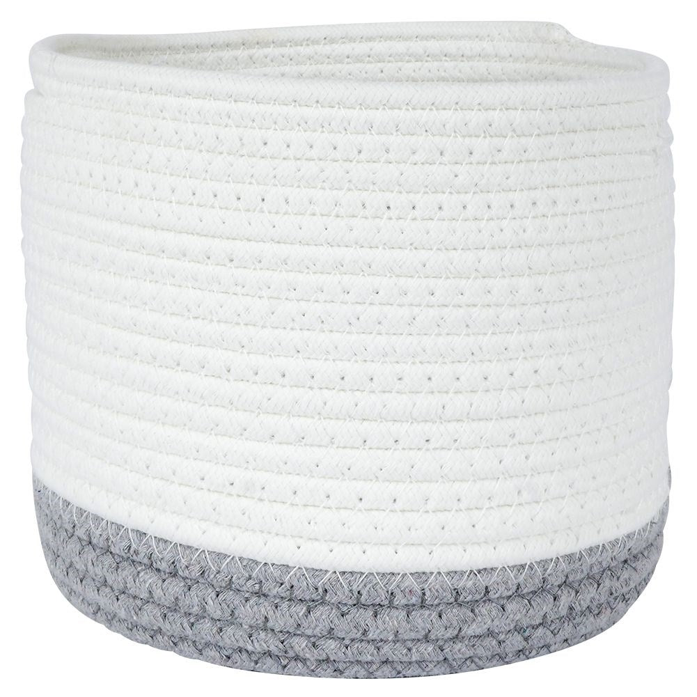 White and gray cotton basket for pot protection and small storage