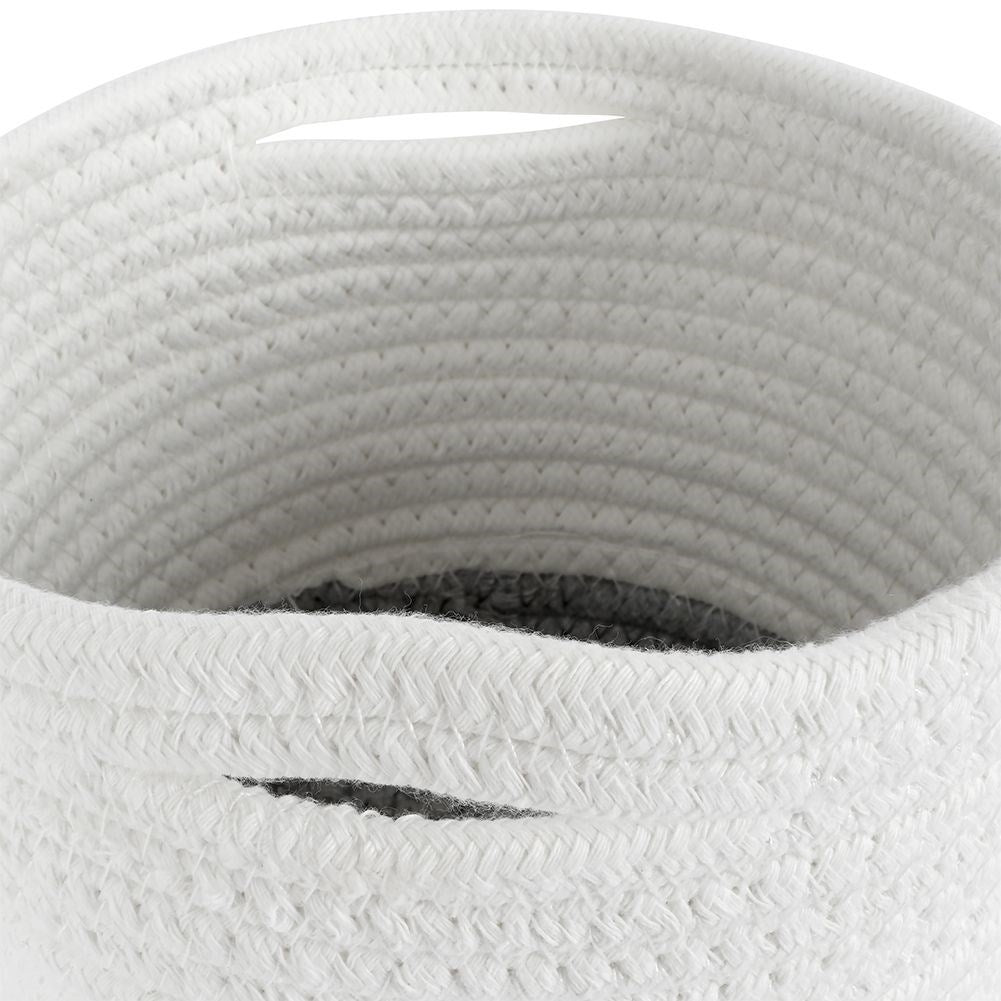White and gray cotton basket for pot protection and small storage