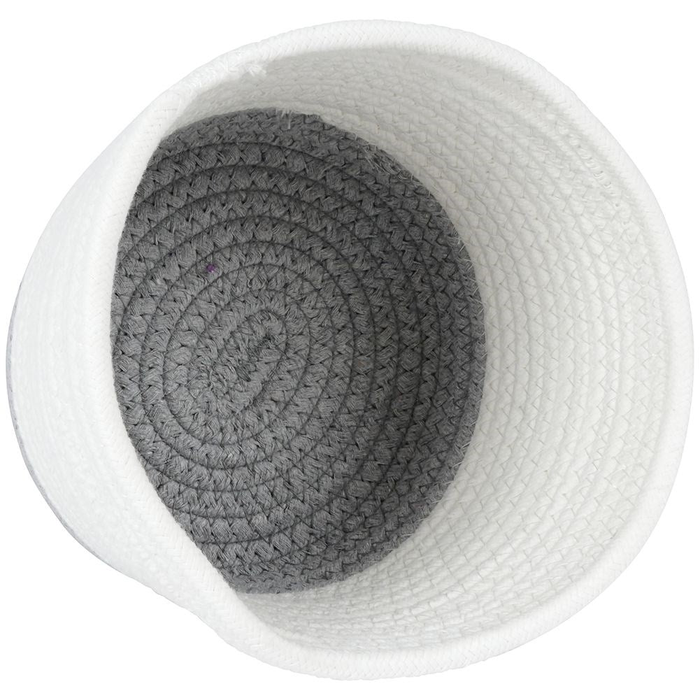White and gray cotton basket for pot protection and storage