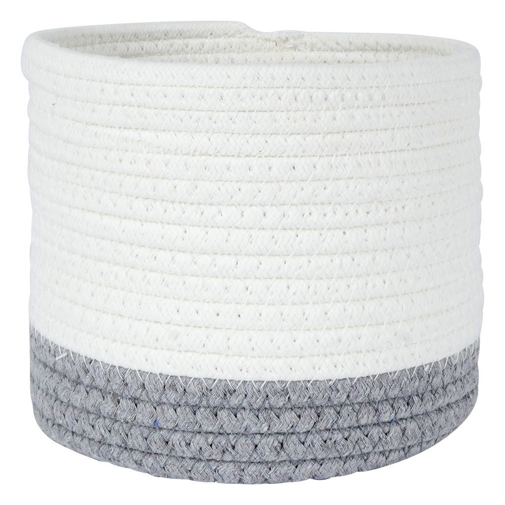 White and gray cotton basket for pot protection and storage