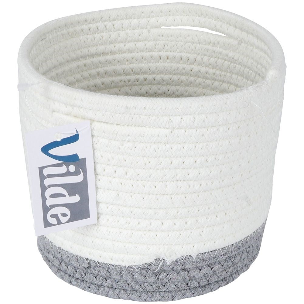 White and gray cotton basket for pot protection and storage
