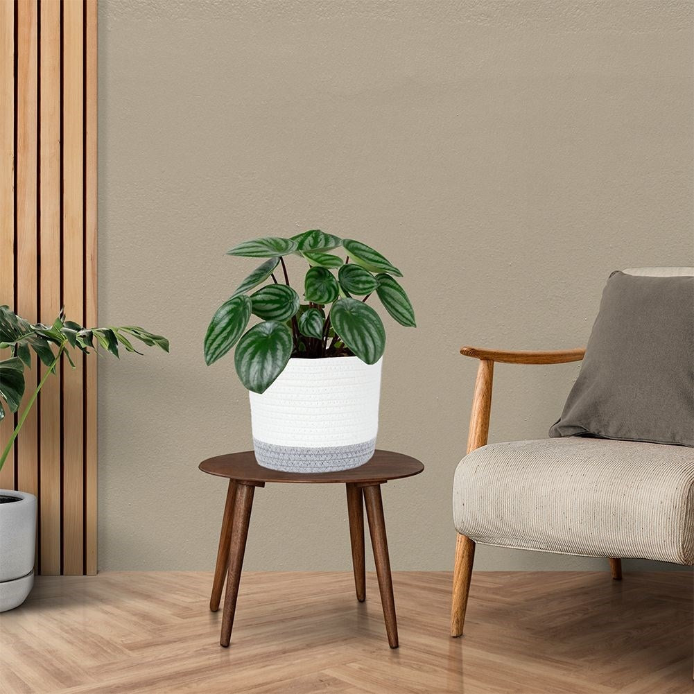 White and gray cotton basket for pot protection and storage