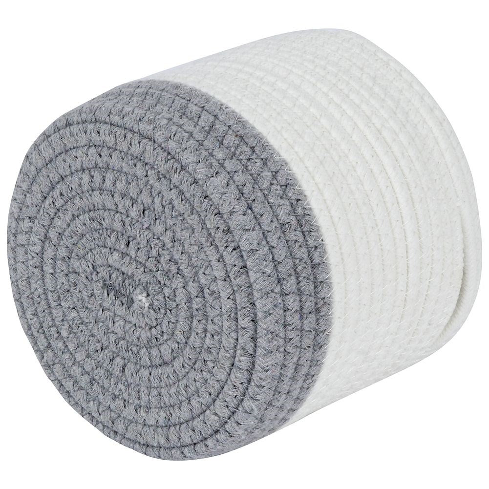 White and gray cotton basket for pot protection and storage