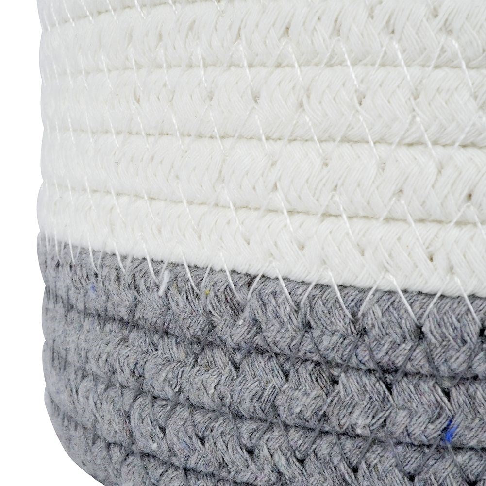 White and gray cotton basket for pot protection and storage