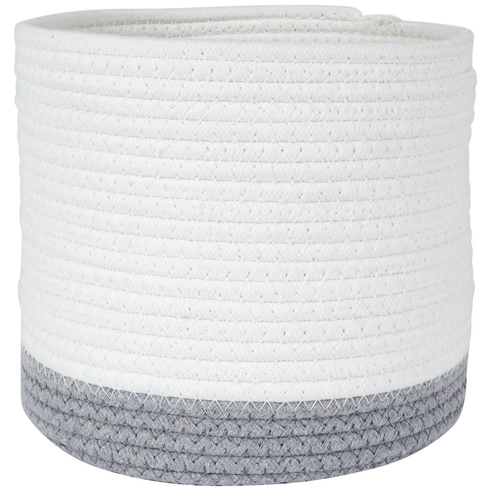 White and gray cotton basket for storage and decoration