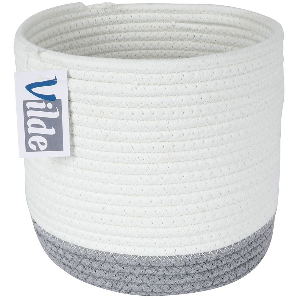 White and gray cotton basket for storage and decoration