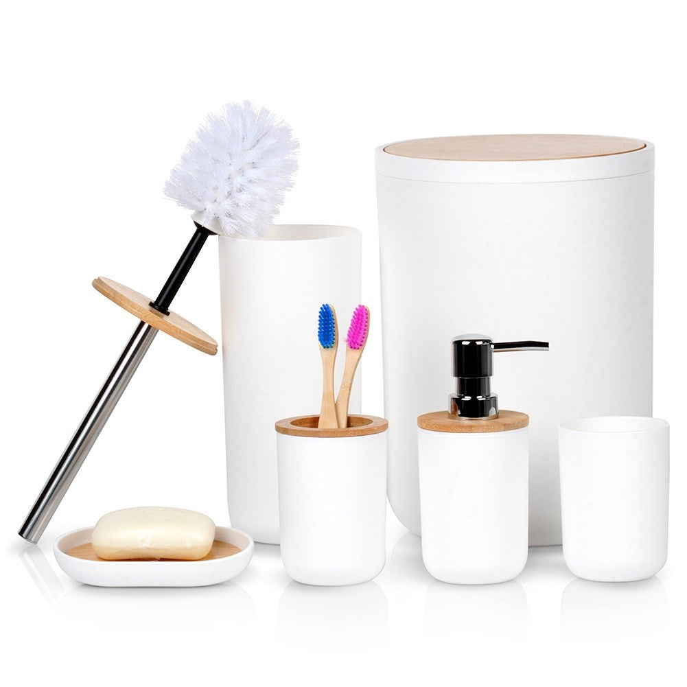 White bathroom set, 6 pieces