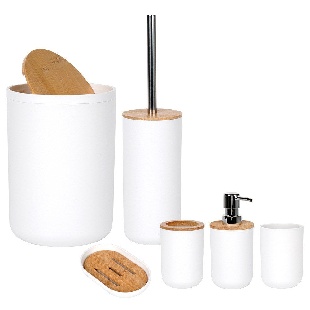 White bathroom set, 6 pieces