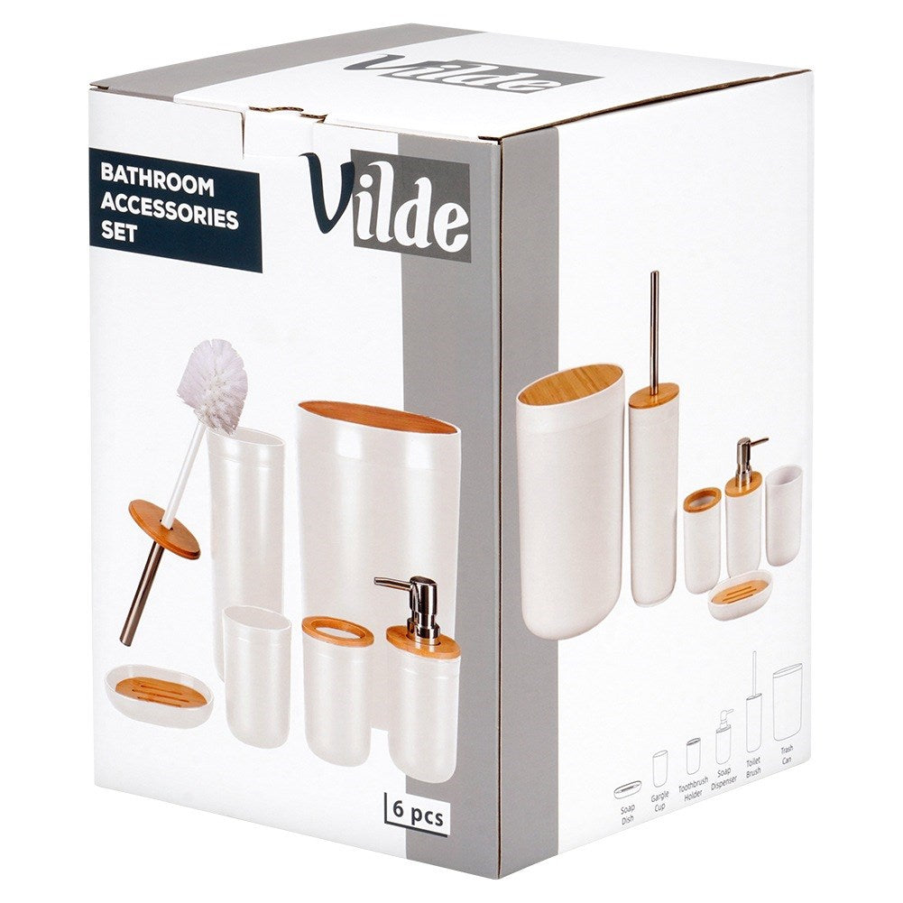 White bathroom set, 6 pieces
