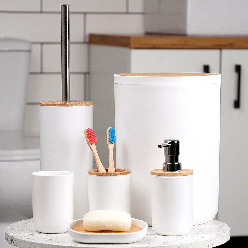 White bathroom set, 6 pieces