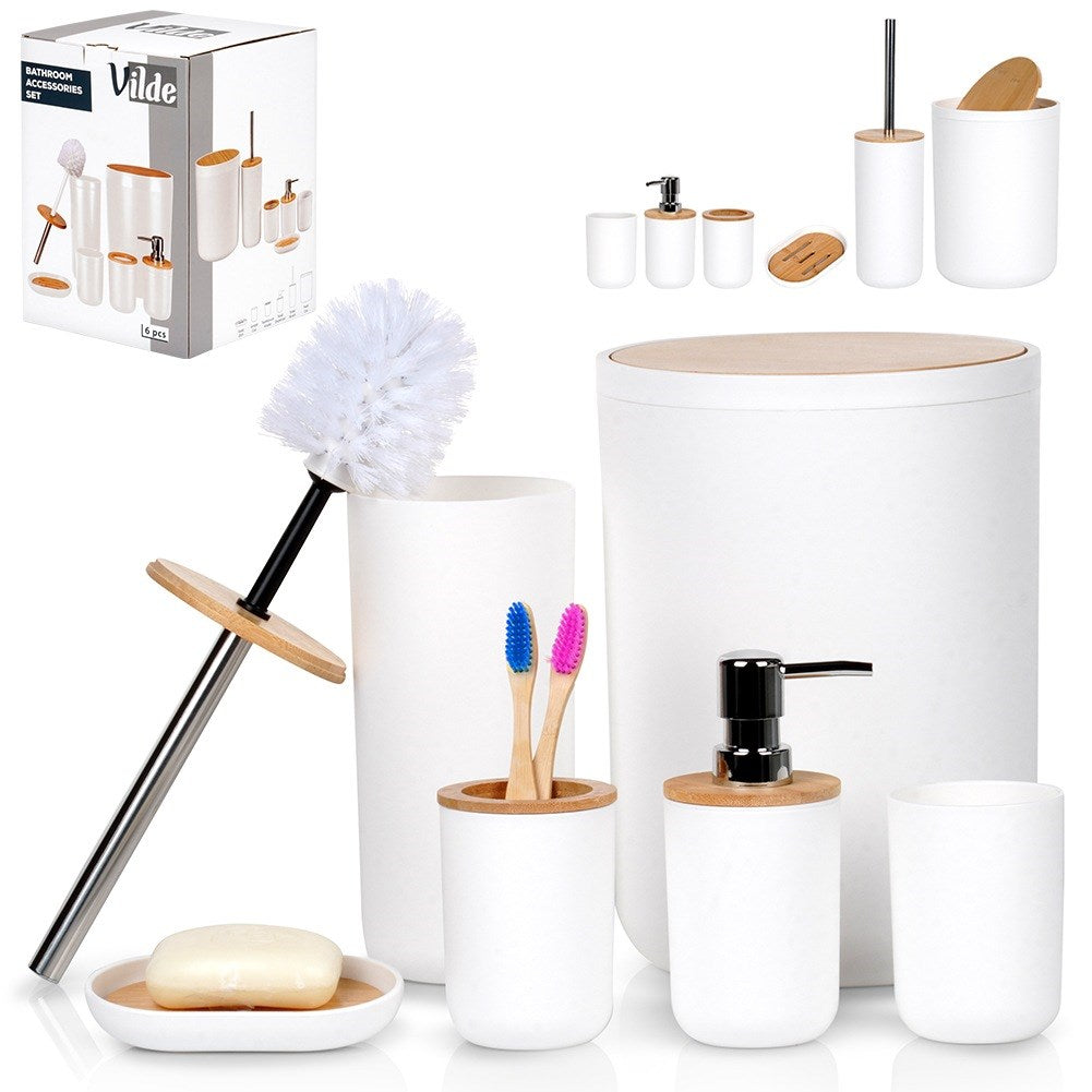 White bathroom set, 6 pieces