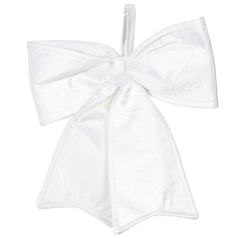 White bow in soft velvet for Christmas tree, wreaths & doors