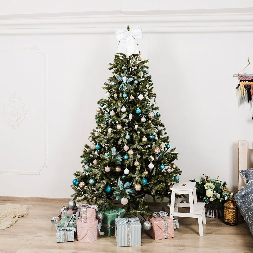 White bow in soft velvet for Christmas tree, wreaths & doors