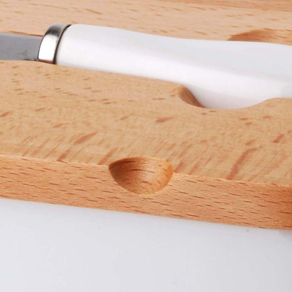 White butter changer with bamboo lid and knife for refrigerator