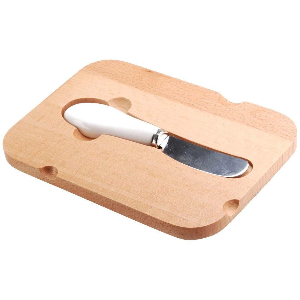 White butter changer with bamboo lid and knife for refrigerator
