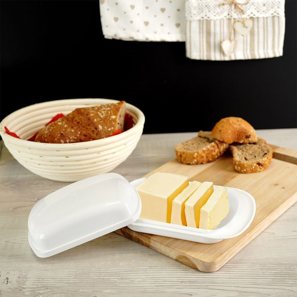 White butter tray for storing and serving butter