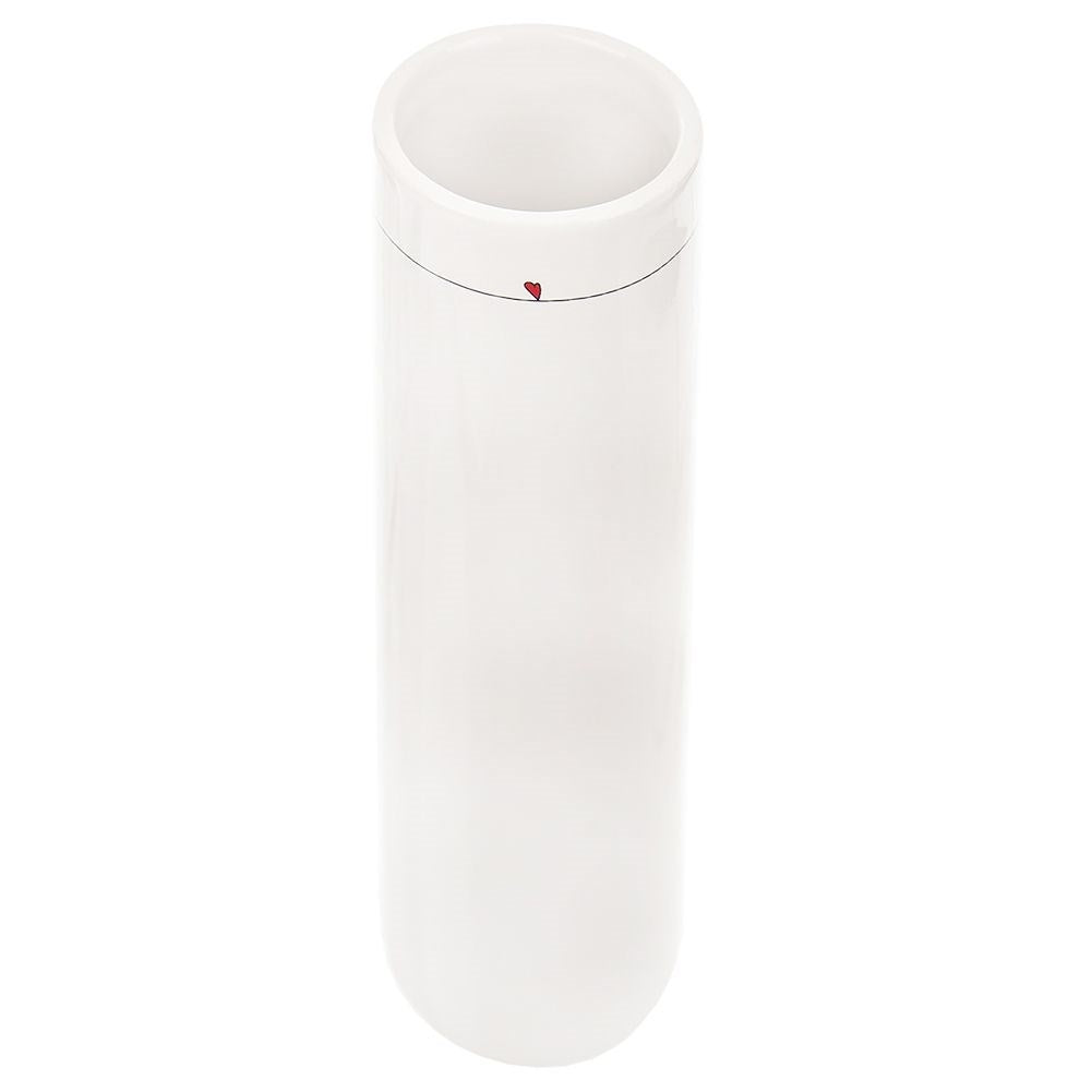White ceramic vase with subtle floral heart motif