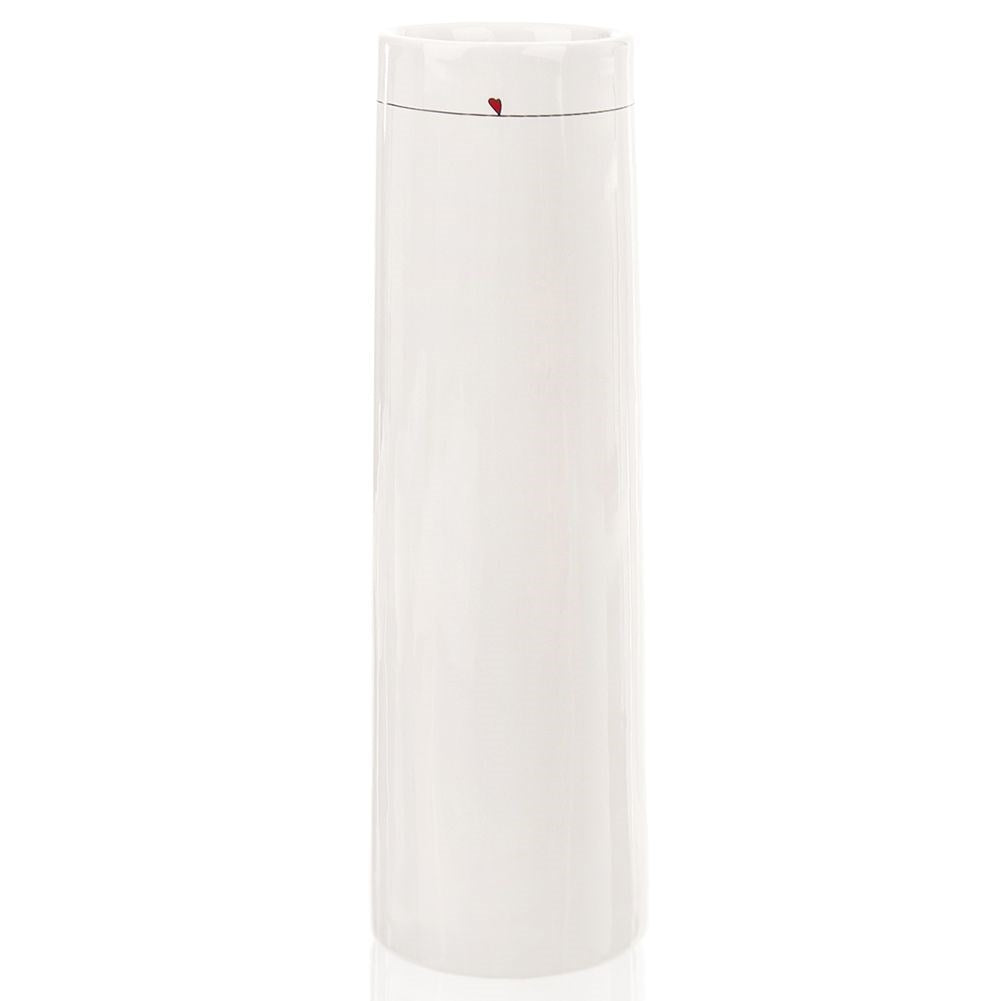 White ceramic vase with subtle floral heart motif