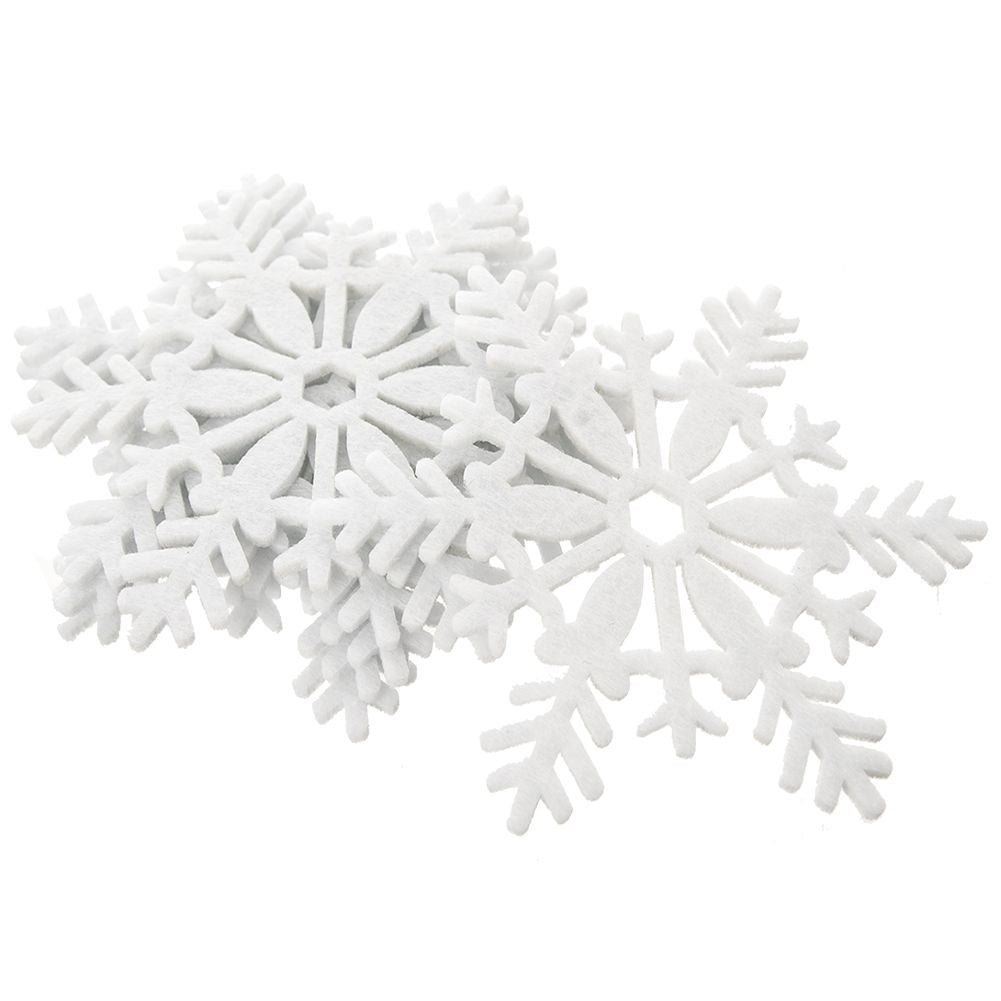 White felt coasters in snowflake shape for glasses and pans