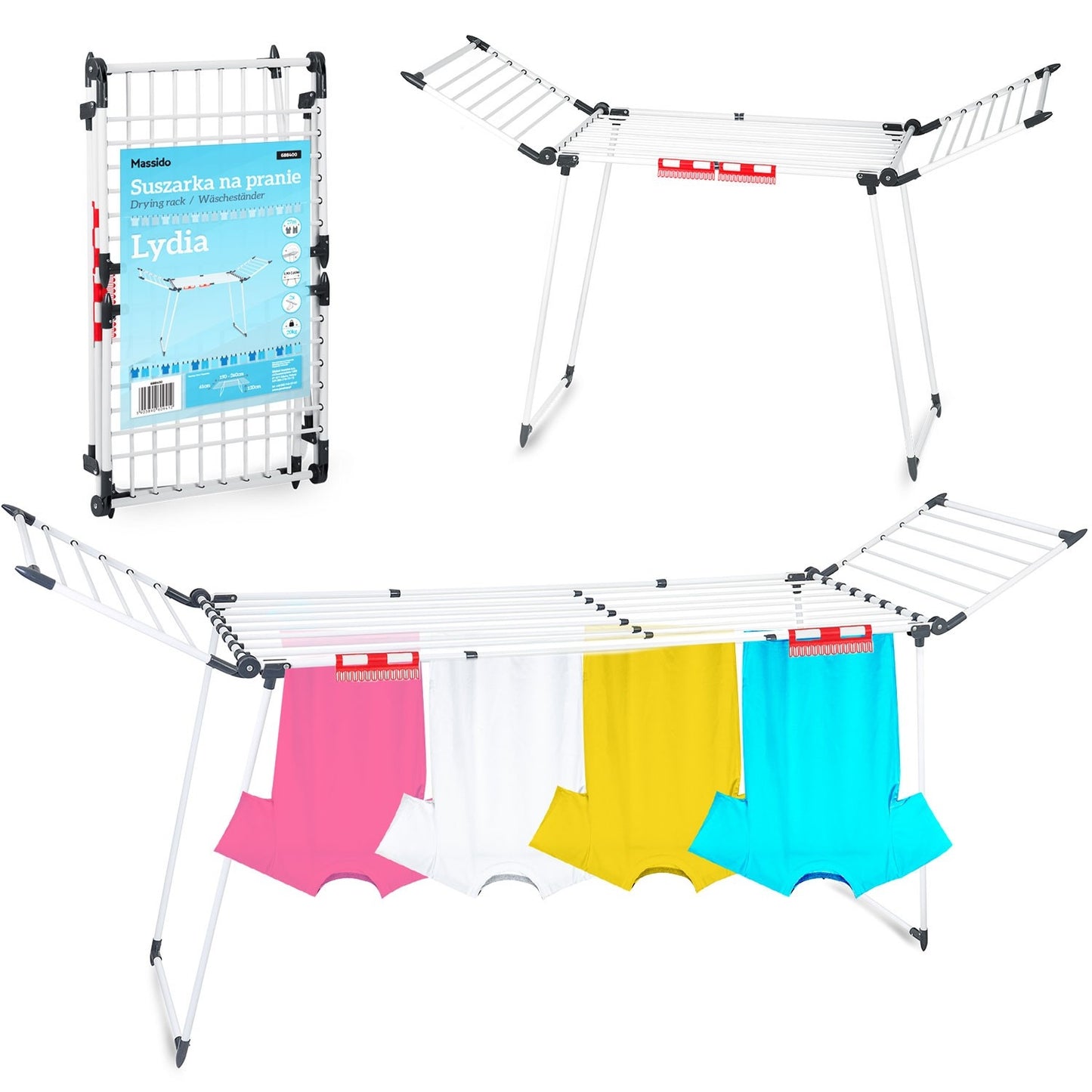 White folding drying rack Lydia 27 m