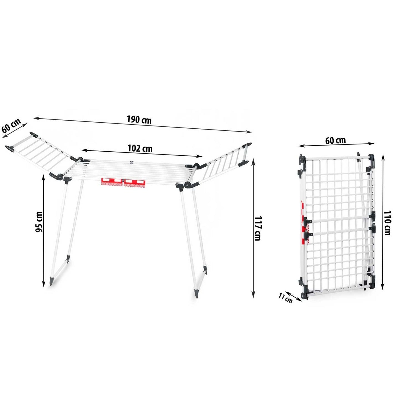 White folding drying rack Lydia 27 m
