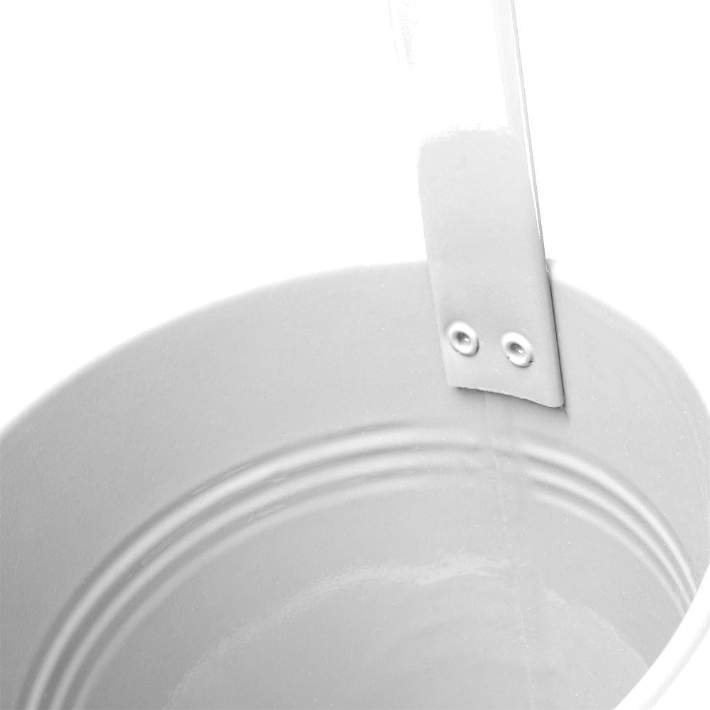 White metal pot with handle for balcony and terrace