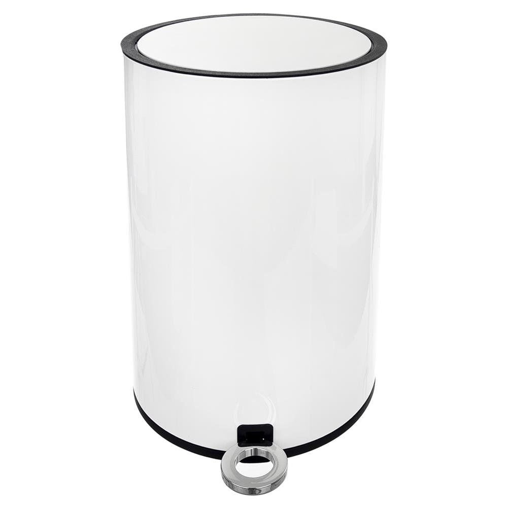 White pedal-opened litter bin 12L with inner basket