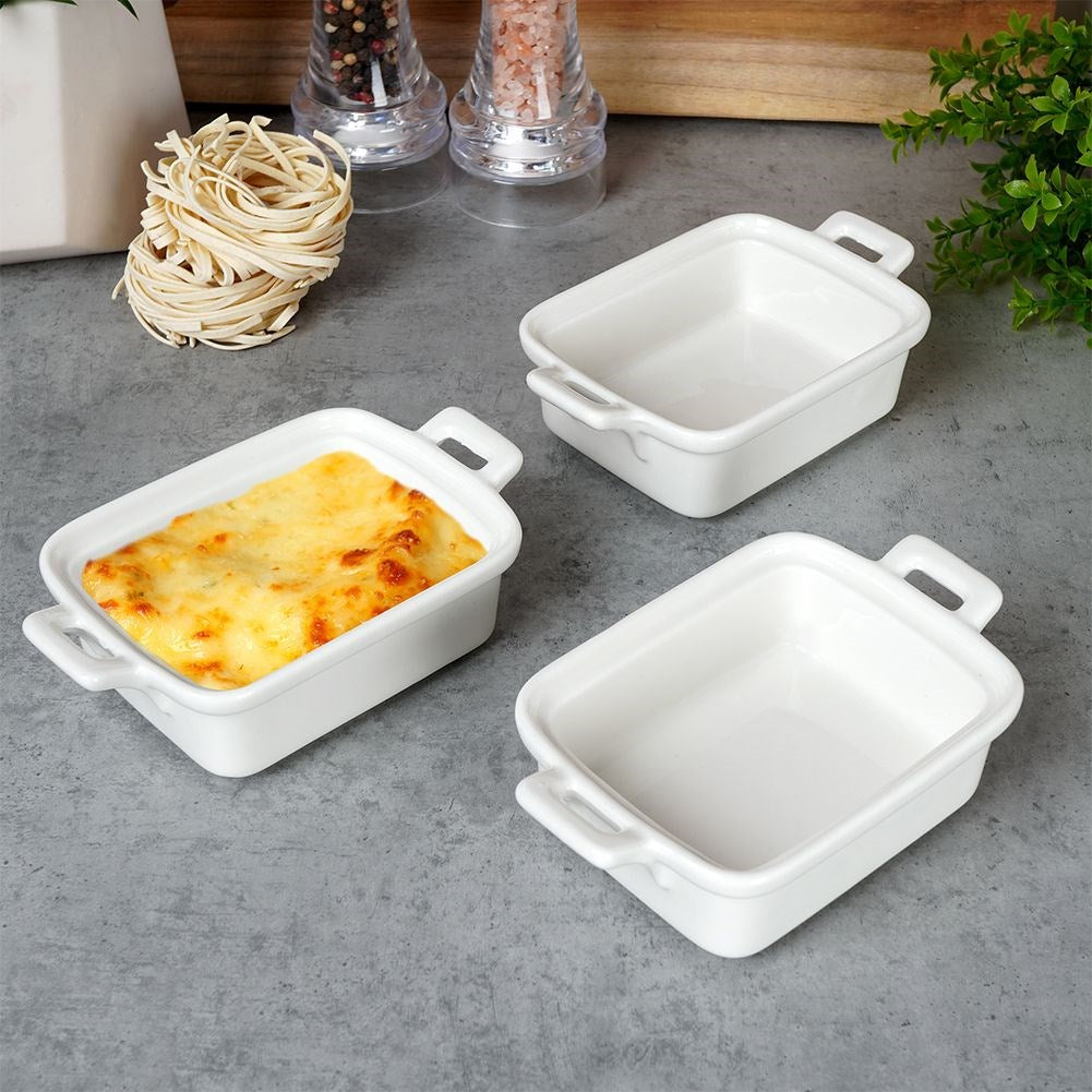 White porcelain baking bowls 160 ml 3 pcs.