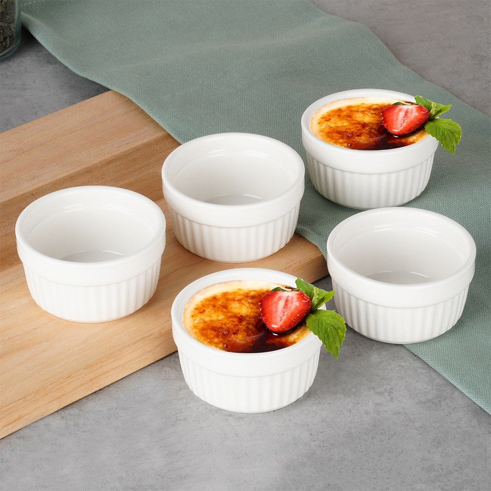 White porcelain baking bowls 7 cm, 5 pcs.