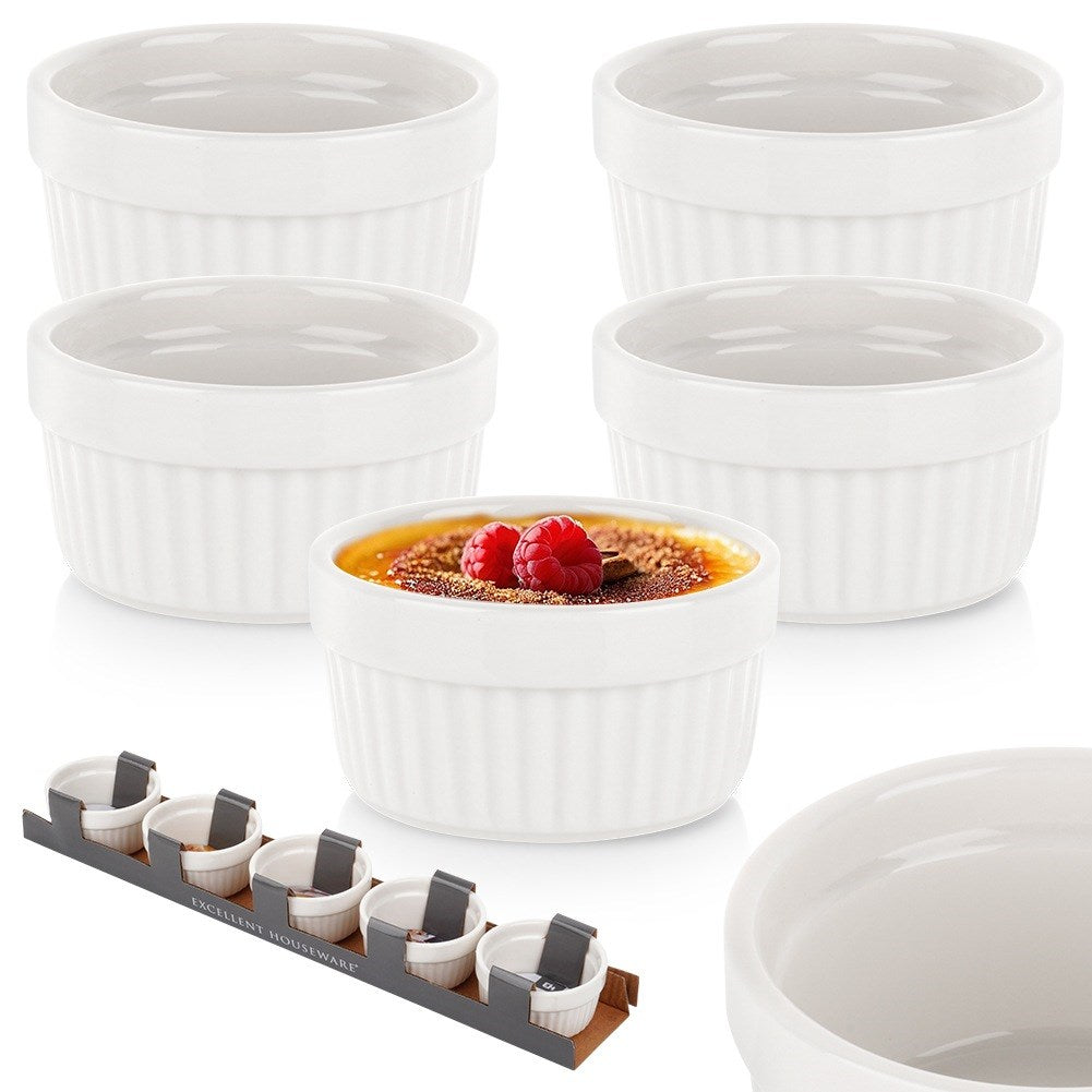 White porcelain baking bowls 7 cm, 5 pcs.