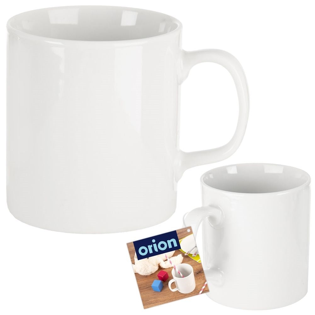 White porcelain cup with handle, dishwasher safe