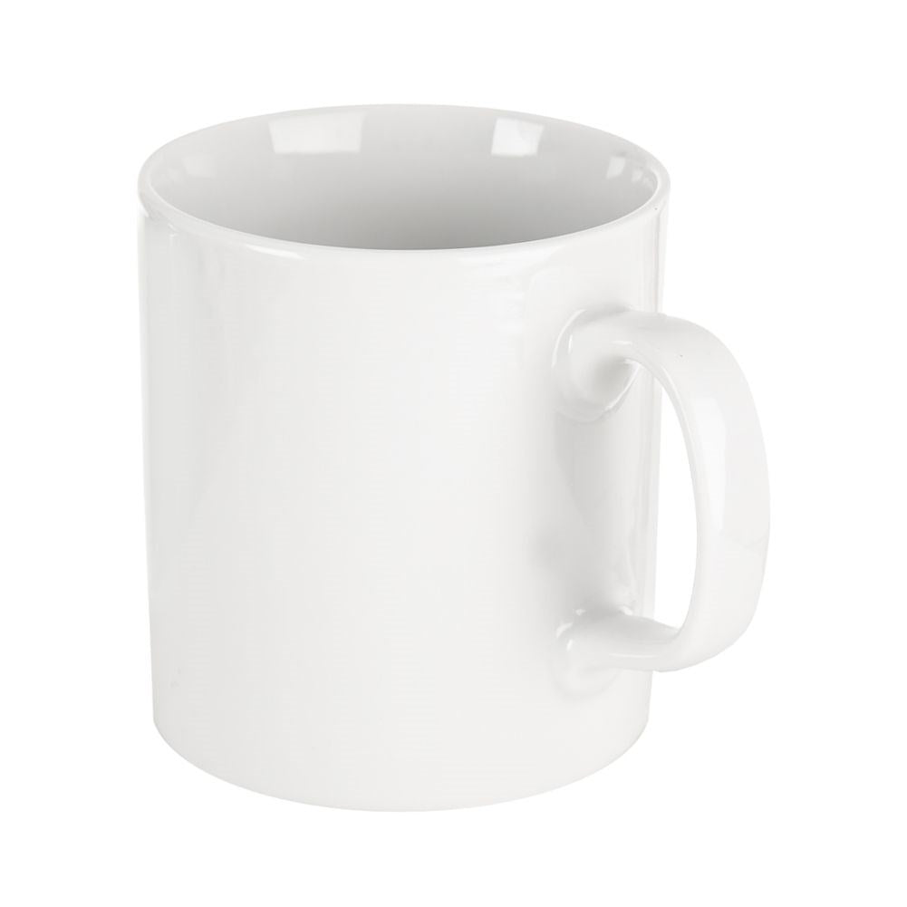 White porcelain cup with handle, dishwasher safe