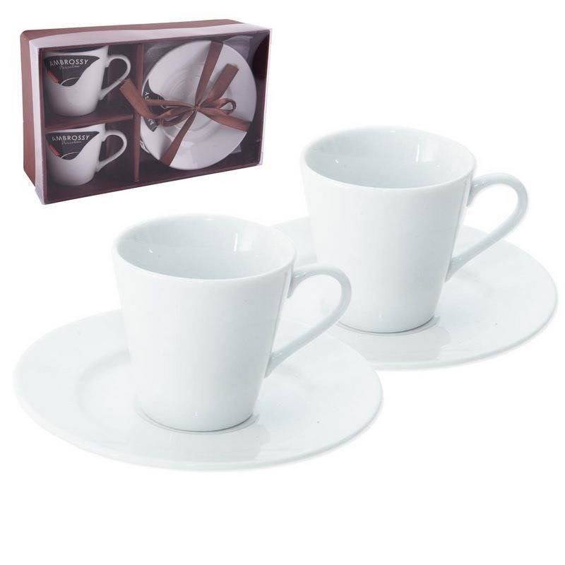 White porcelain cup with saucer 90 ml 2 pcs.
