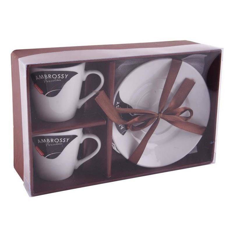 White porcelain cup with saucer 90 ml 2 pcs.