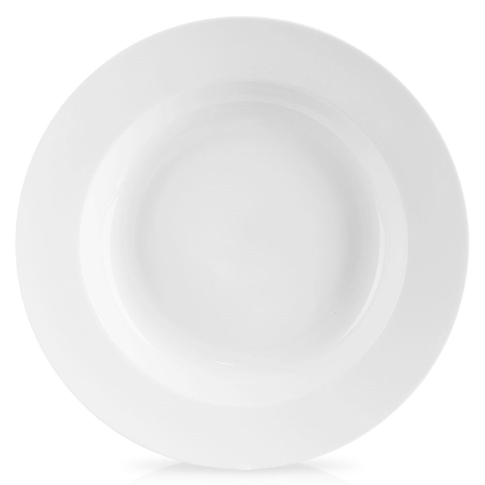 White porcelain dish for soups, dishwasher and microwave