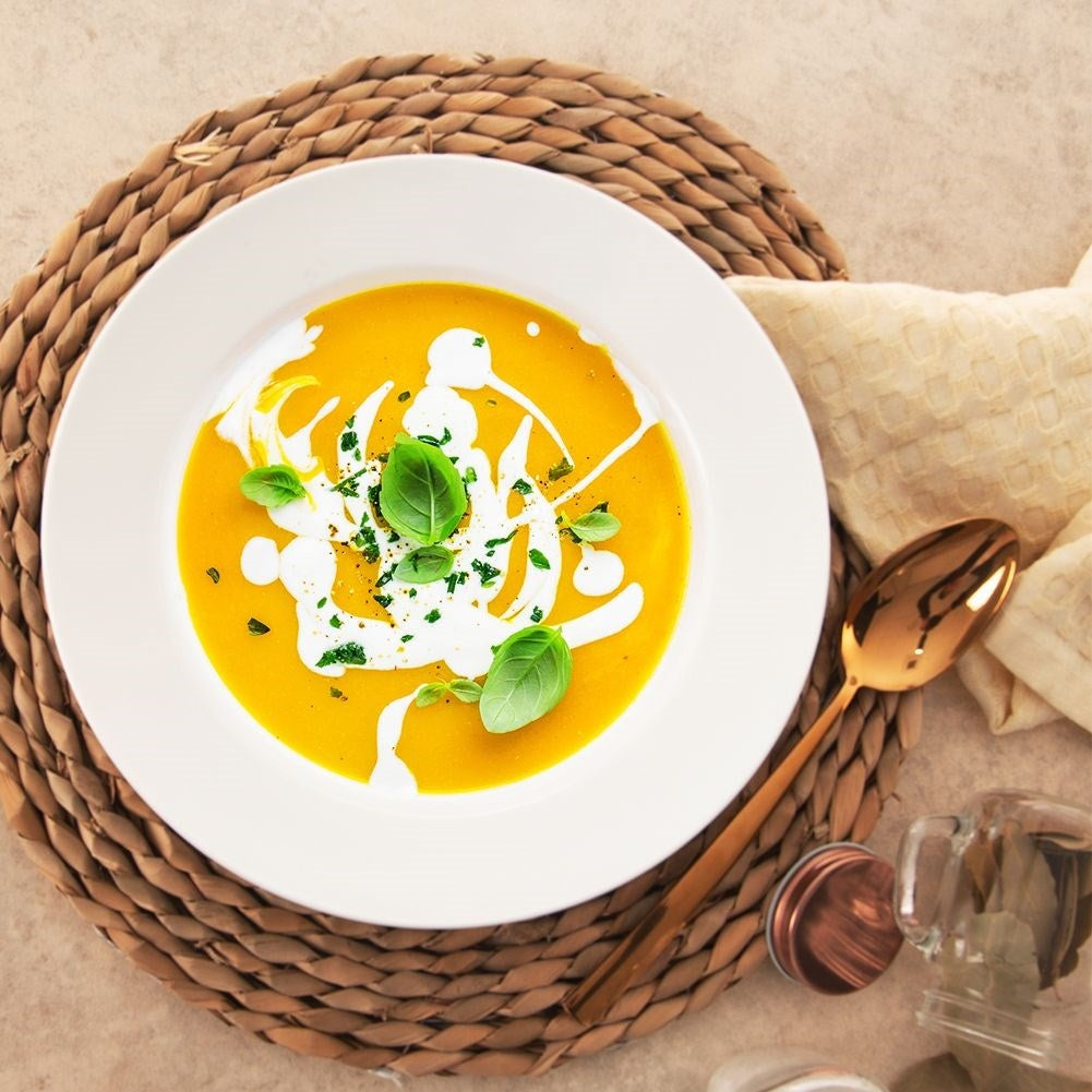 White porcelain dish for soups, dishwasher and microwave