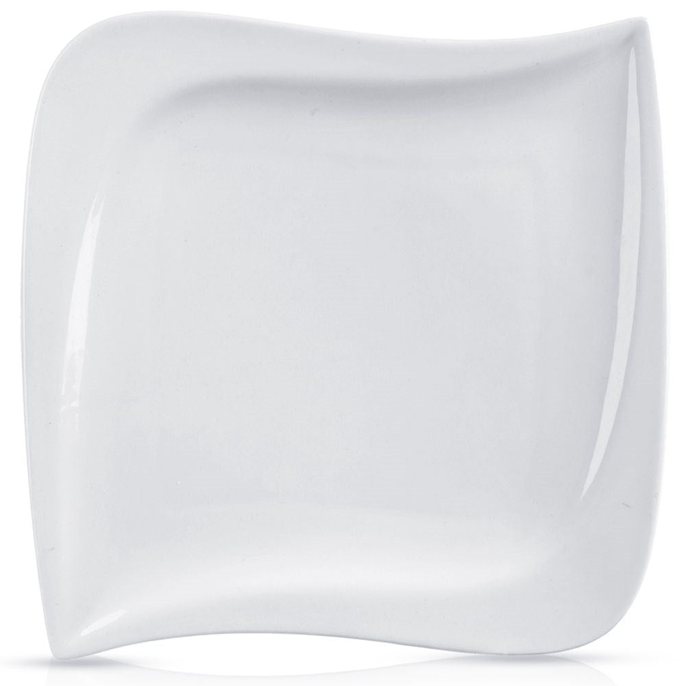 White porcelain plate - modern design, dishwasher & microwave.