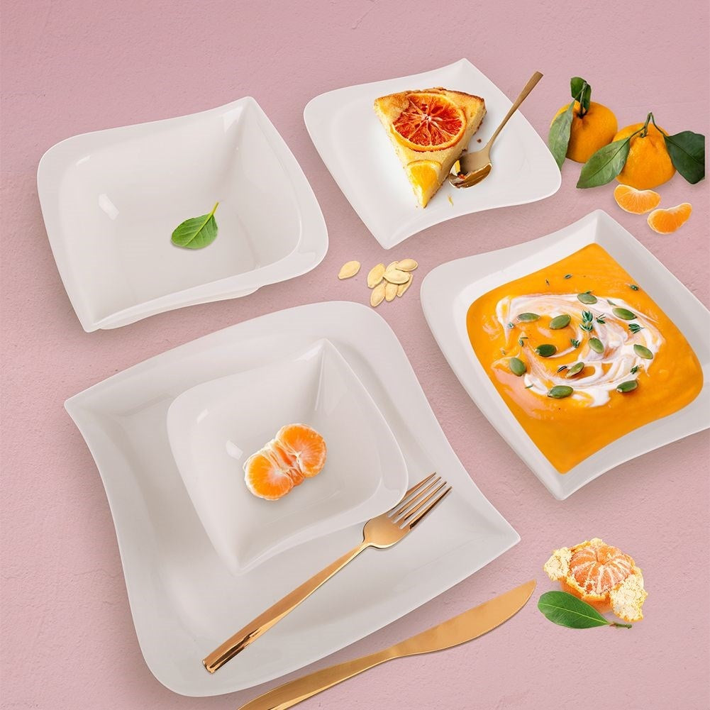 White porcelain plate - modern design, dishwasher & microwave.
