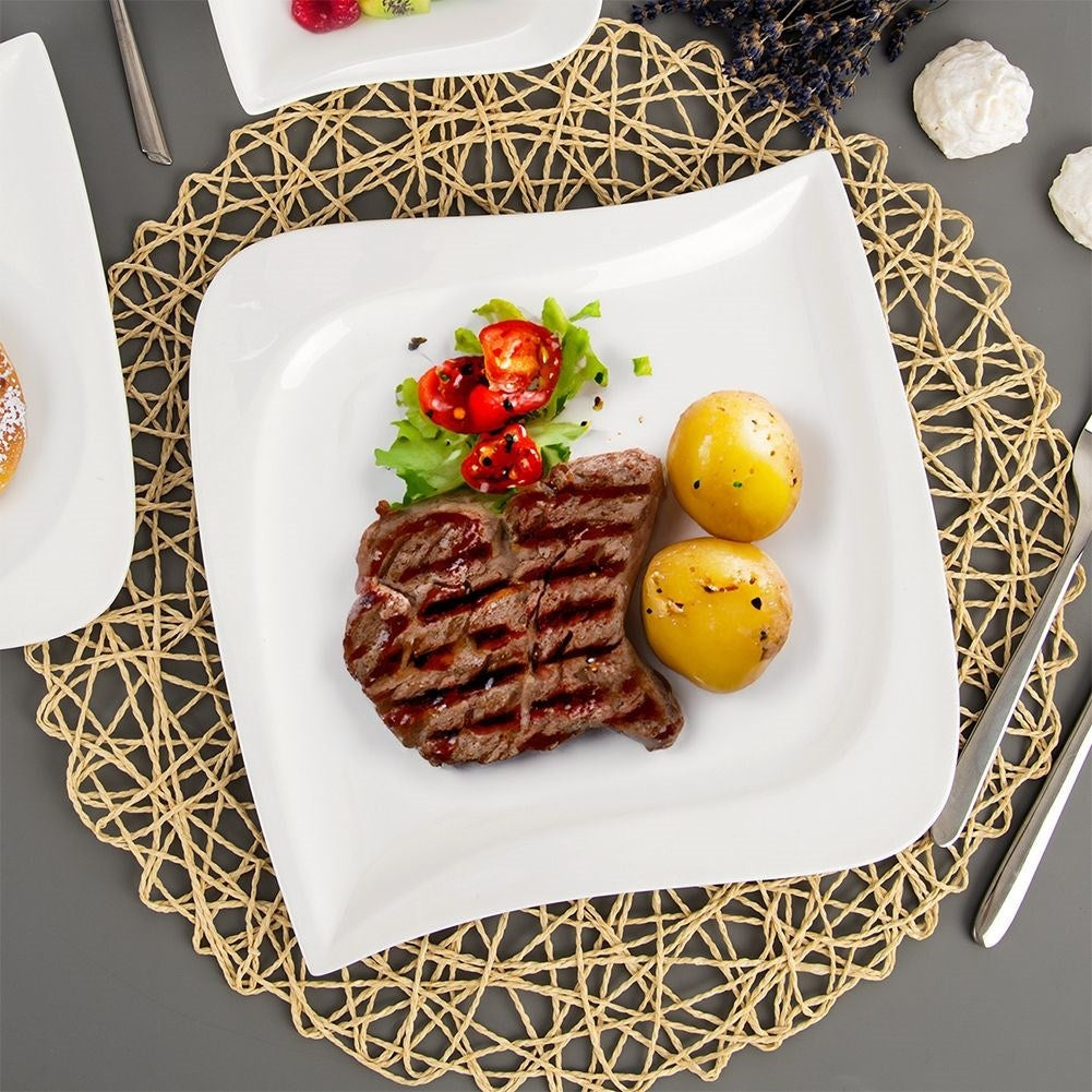 White porcelain plate - modern design, dishwasher & microwave.