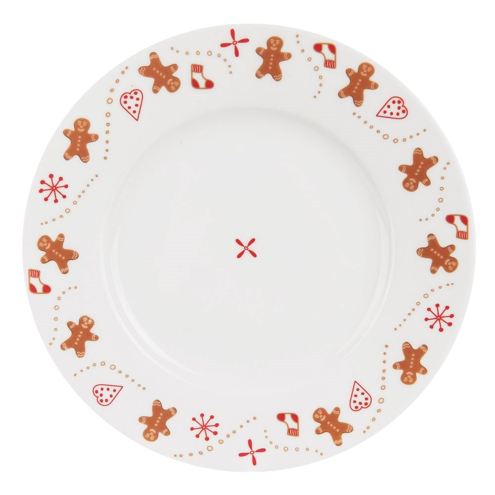 White porcelain plate with charming gingerbread motif