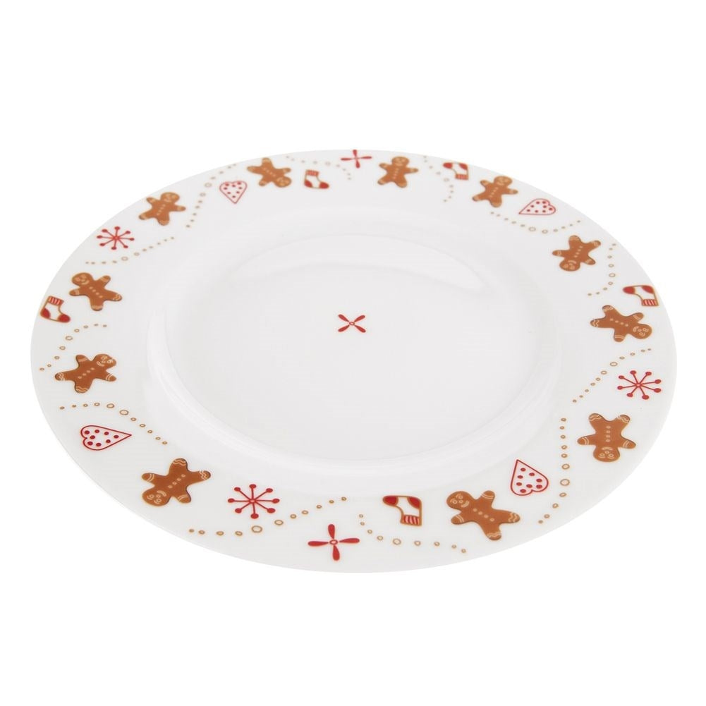 White porcelain plate with charming gingerbread motif