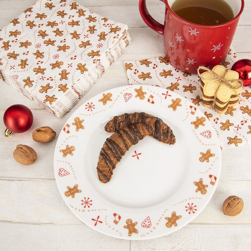 White porcelain plate with charming gingerbread motif
