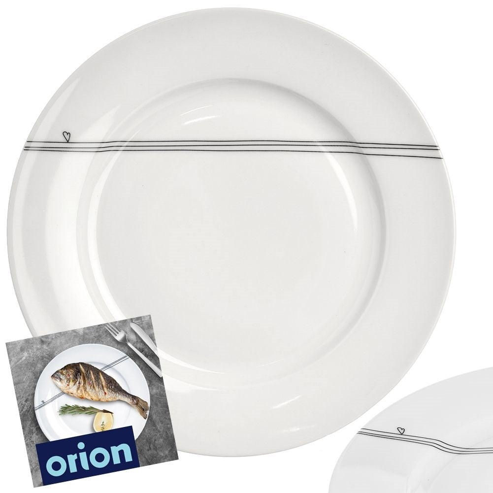 White porcelain plate with heart motif, dishwasher safe