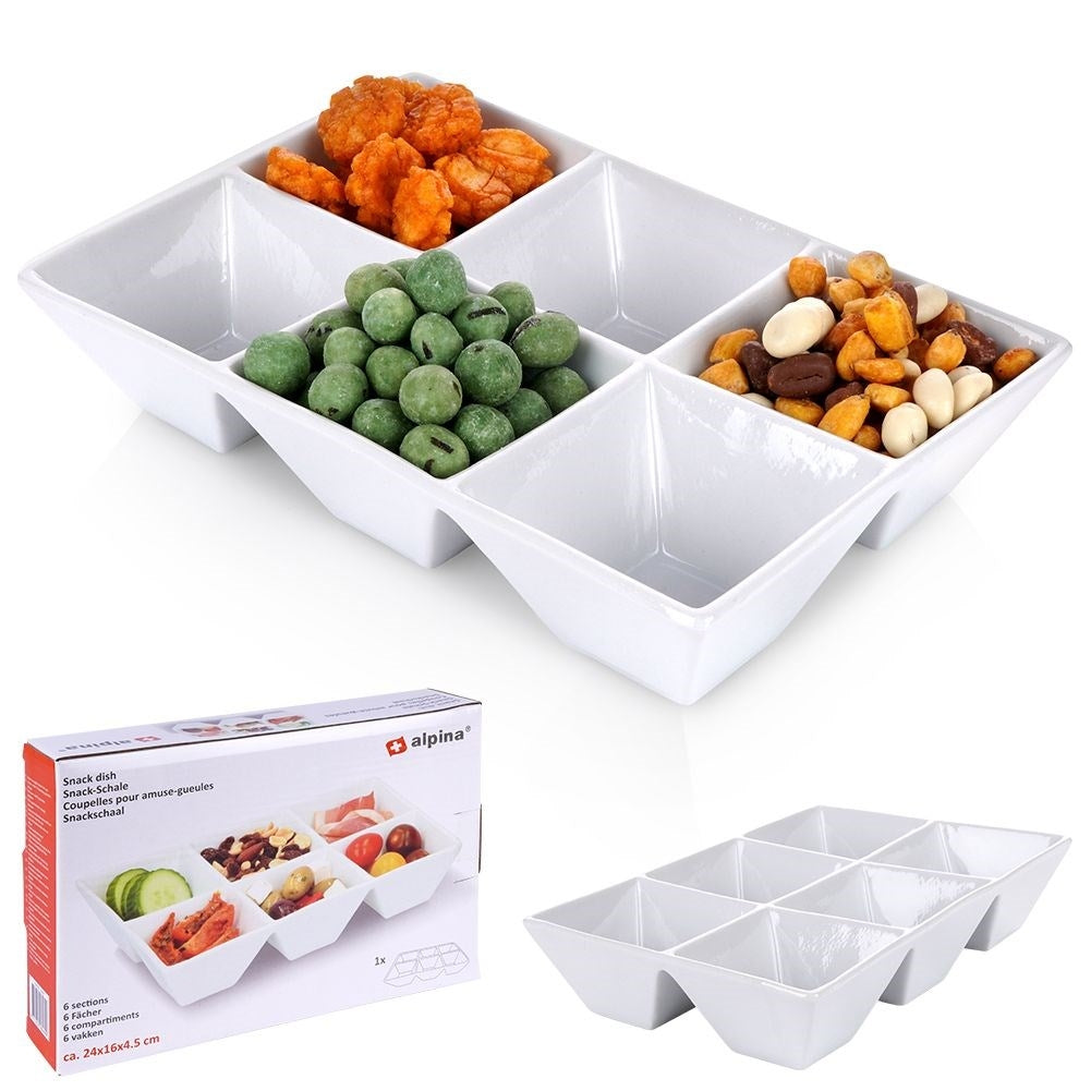 White porcelain snack bowls - 6-piece unit