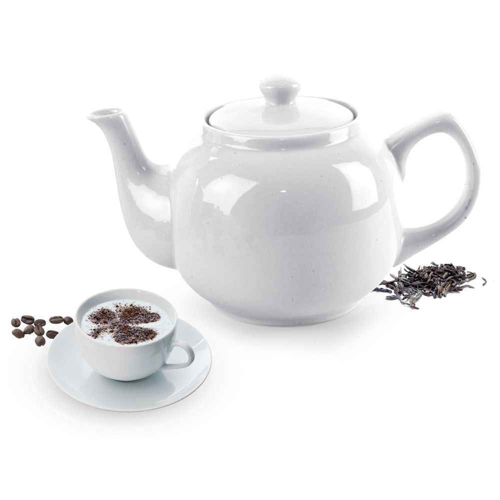 White porcelain teapot or coffee pot, 1.7L, dishwasher safe