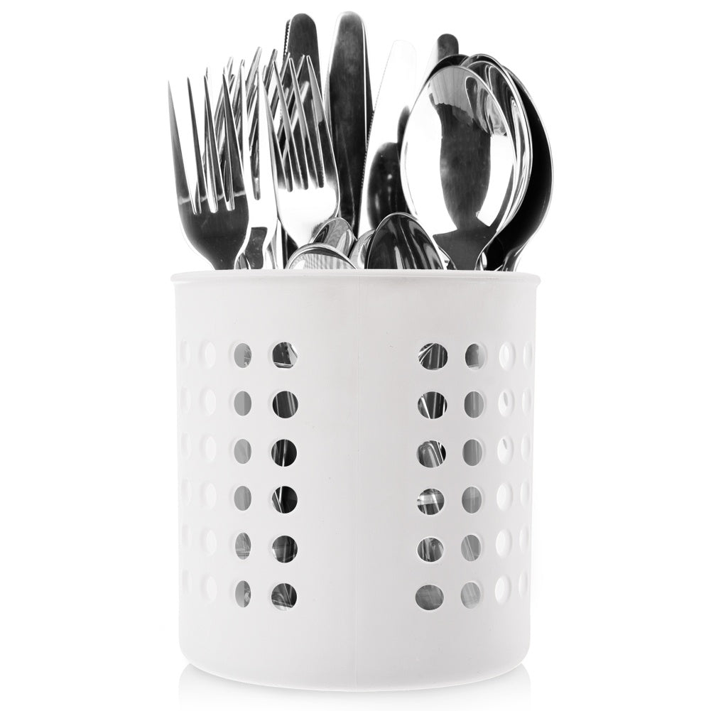 White practical basket for cutlery and kitchen utensils