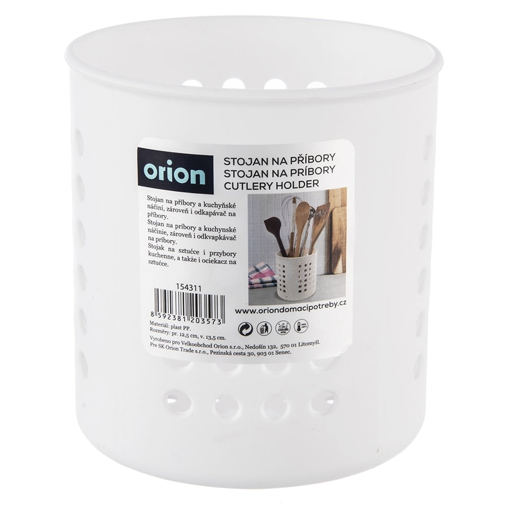 White practical basket for cutlery and kitchen utensils