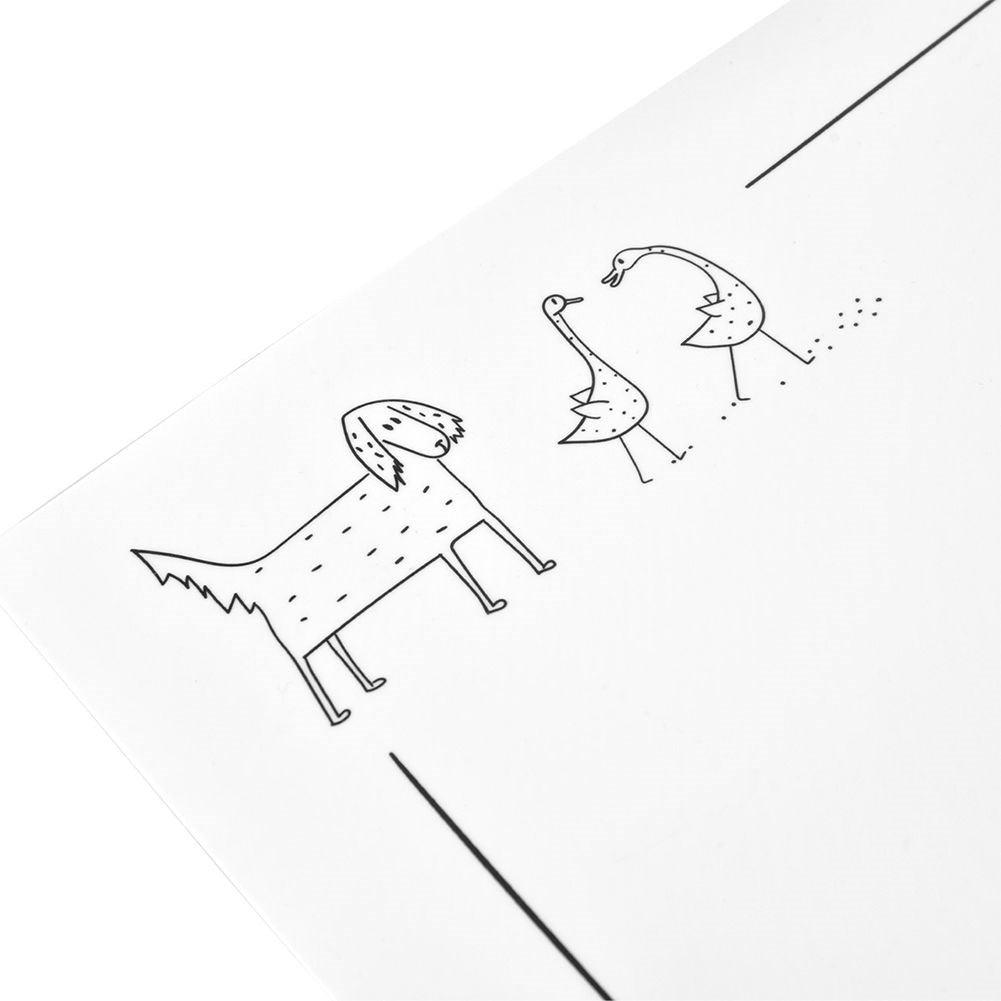 White rectangular plastic placemat with animal motif