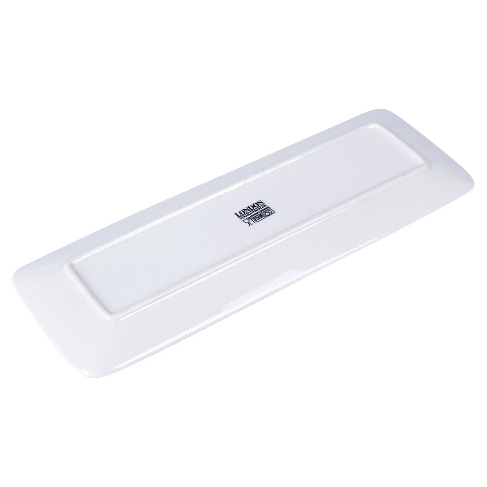 White rectangular serving plate for starters and desserts