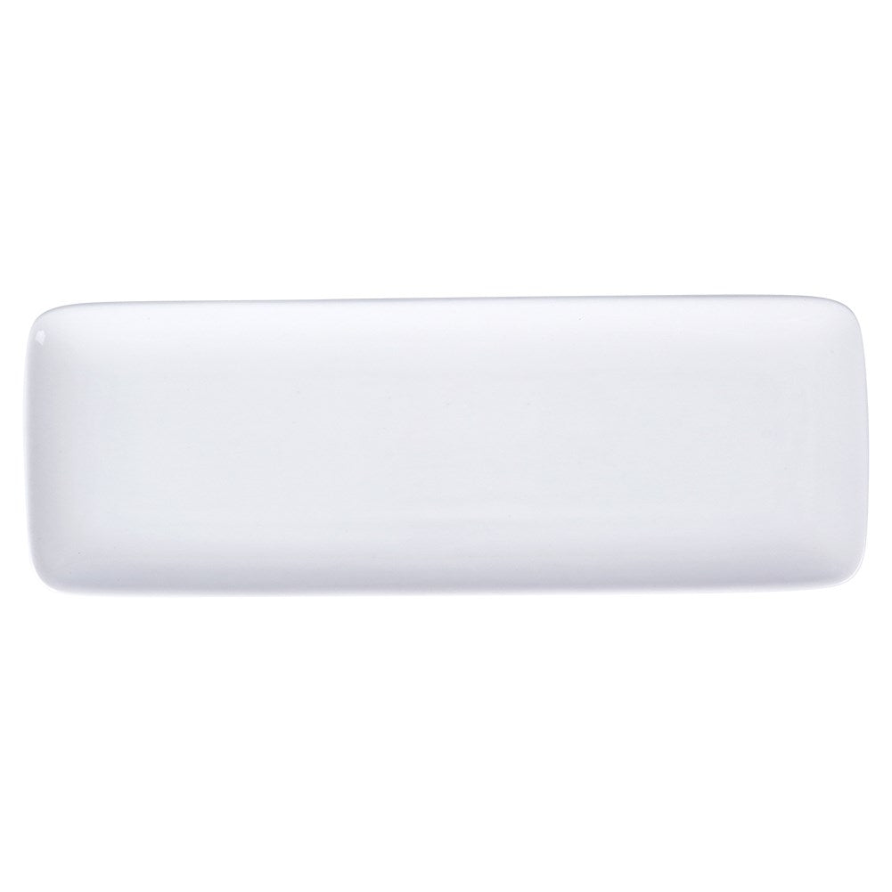 White rectangular serving plate for starters and desserts